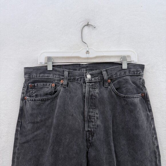 Levis 501 Jeans Mens 32x34 Black Original Fit Straight Leg Button Fly - Picture 9 of 14